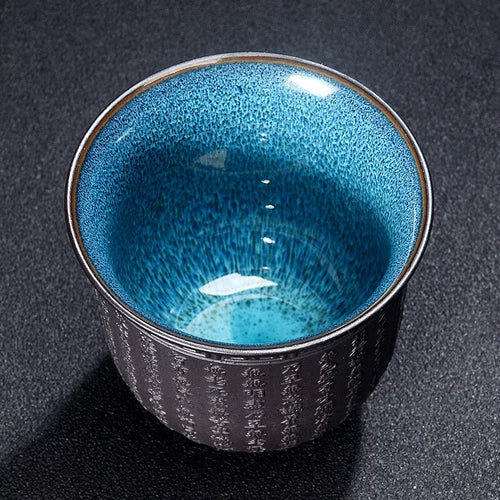 Zi Sha Clay Carved Heart Sutra Tea Cup Buddhist Drinking Teacup Handicrafts 07FC0E-D4 - KOEEK