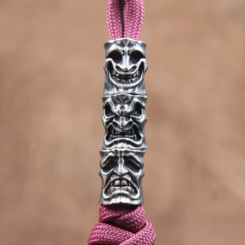 Facial Expressions Smile Angry Sad Face Brass Paracord Bead Lanyard Pendant DIY 07FC0E-D4 - KOEEK