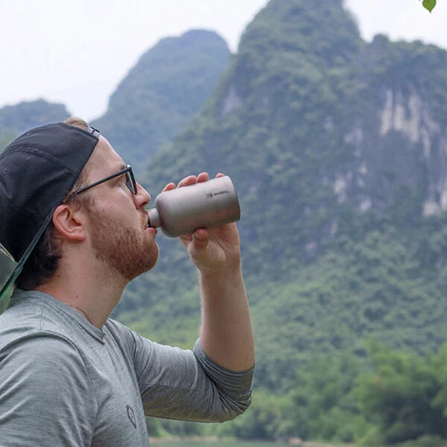 Travel Titanium kettle Water bottle Flagon Water cup Wine Cup 400ML 600ML 07FC0E-D4 - KOEEK