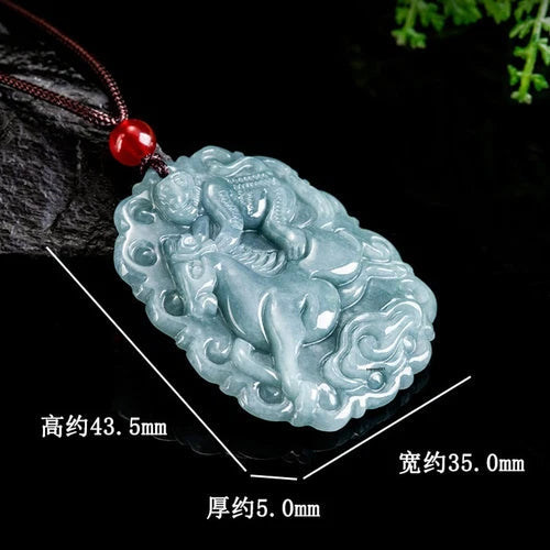 Natural Grade A Jade Jadeite Men Women Gift Bless luck Horse Monkey Pendant 07FC0E-D4 - KOEEK