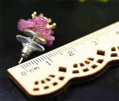 925 Silver Stud Earrings Natural Pearl Tourmaline Handmade Earrings 07FC0E-D4 - KOEEK