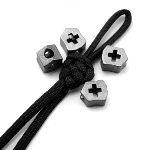 Portable Titanium Alloy Tool Paracord Pendant EDC Cross Lanyard Bead 07FC0E-D4 - KOEEK