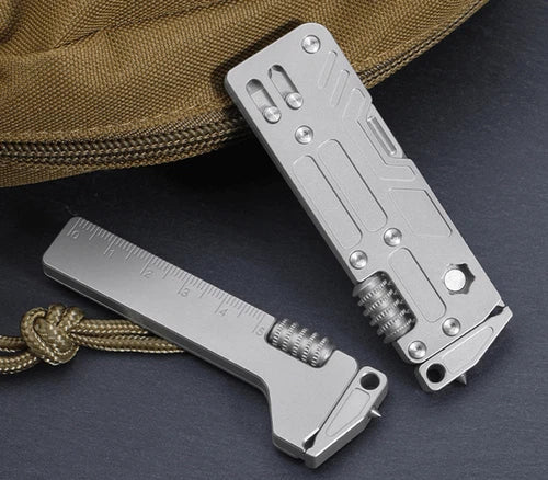 EDC Titanium Alloy Multi Tools Adjustable Wrench Pocket Outdoor Camping Keychain 07FC0E-D4 - KOEEK