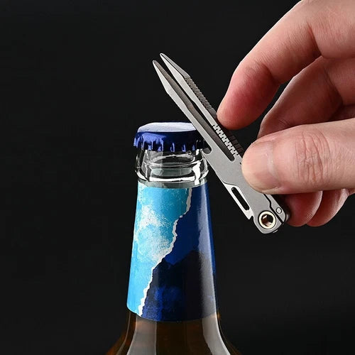 EDC Titanium Alloy Multi Tools Tweezers Opener Pocket Outdoor Folding Knife 07FC0E-D4 - KOEEK