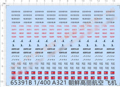 1/400 Airbus A321 aircraft Koryo Air China Airline Markings Water Slide Decal 07FC0E-D4 - KOEEK