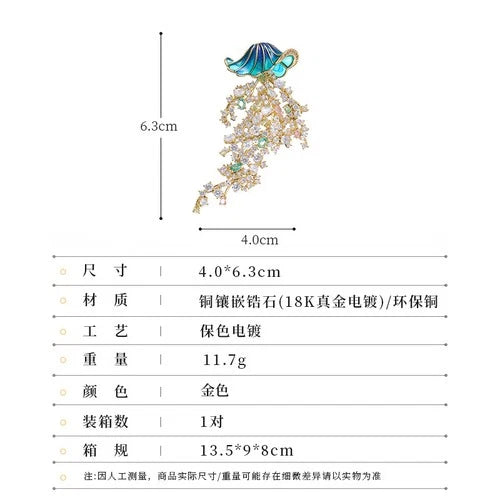 Jellyfish Brooch Zircon Inlaid Creative Luxury Pin Clothing Accessory 07FC0E-D4 - KOEEK