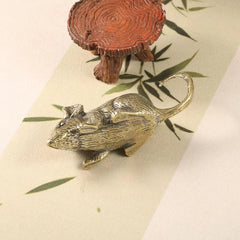 Brass Statue Zodiac Mouse Figurine Copper Ornament Metal Rat Decor Handicraft 07FC0E-D4 - KOEEK