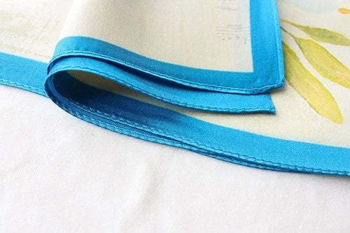 Silk 21" Square Scarf Women Kerchief Bandana Neckerchief Blue Beige Birds 07FC0E-D4 - KOEEK