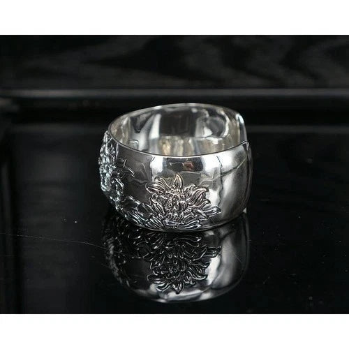 Vintage Wide Cuff Bracelet Peony Flower Open Bangle Ethnic Chic Women Jewelry 07FC0E-D4 - KOEEK