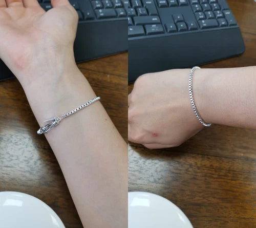 Women's 925 Silver Plating Beads Handmade Retro Geometric Bracelet Gift 07FC0E-D4 - KOEEK