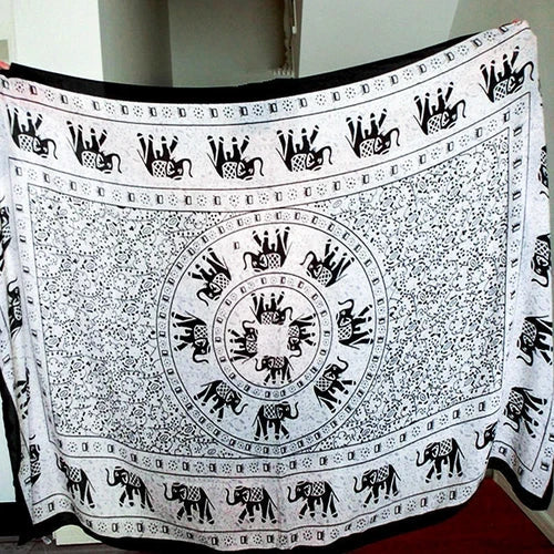 Ethnic Print Cotton Linen Scarf Shawl Wrap Large Cover for Summer Beach Sun 07FC0E-D4 - KOEEK