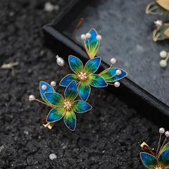 Velvet Silk Flower Hairpin Hanfu Chinese Vintage Hair Accessory 1pc 07FC0E-D4 - KOEEK
