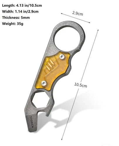 Titanium PEI Bottle Opener Pry Bar Crowbar Wrench EDC Pocket Multi Tool Keychain 07FC0E-D4 - KOEEK