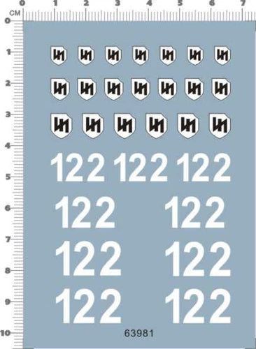 Detail Up 1/35 German No.2 Panzer Division 122 Tank Markings Water Slide Decal 07FC0E-D4 - KOEEK