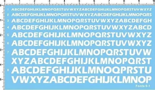 White Different Scale Military Letters Characters FONTS 9-1 Water Slide Decal 07FC0E-D4 - KOEEK