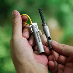 EDC Titanium Whistle Waterproof Flint Outdoor Camping survival Tool Keychain 07FC0E-D4 - KOEEK