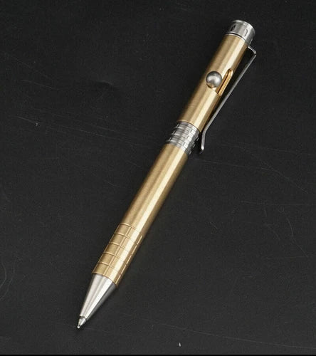 Brass+Stainless Steel Pocket Ball Pen Ballpoint Pen Office Signature Outdoor EDC 07FC0E-D4 - KOEEK