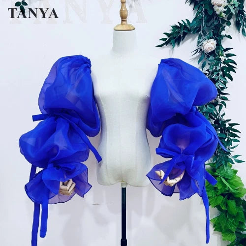 RED Organza Puffy Detachable Sleeve Wedding Party Length Gloves Accessories 07FC0E-D4 - KOEEK