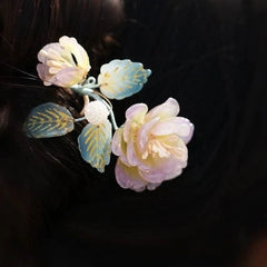 Glass Flower Hairpin Chinese Style Vintage Hair Stick For Bun Dance Accessories 07FC0E-D4 - KOEEK