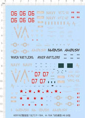 1/72 US USN F/A-18A/C/D VFC-12 AMBUSH VFA-204 River Rattlers Fighter Water Decal 07FC0E-D4 - KOEEK