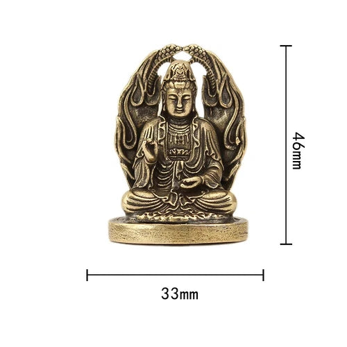 Antique Brass Small Portable Buddha Pocket Buddha Bronze Pendant Decoration 07FC0E-D4 - KOEEK