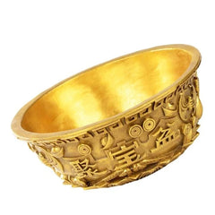 11.5cm Brass Hand-Carved Treasure Bowl Offering Basin Altar Cup Wealth Supplies 07FC0E-D4 - KOEEK