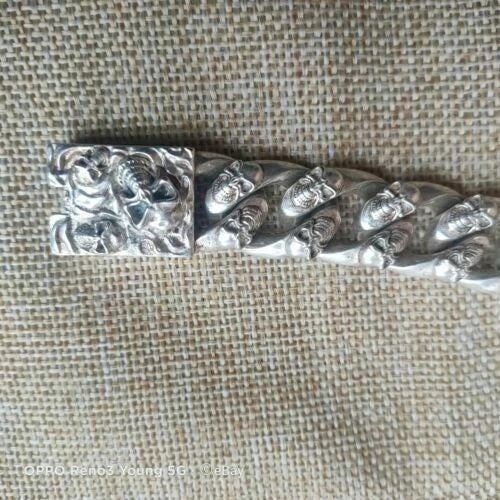 Length 8.6 Inches Men's 925 Silver Bracelet Men's Tibetan Silver BRACELET 07FC0E-D4 - KOEEK