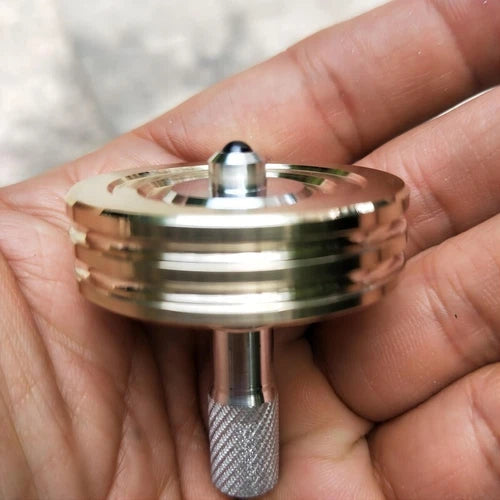 Spinning Top Brass Collar Aluminum Stem Gyroscope Desktop Fidget Toy EDC Gift 07FC0E-D4 - KOEEK