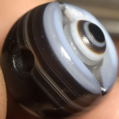 16mmTibetan Old Agate Eye Bead Carved One Eye Dzi Style High Polish Jewelry 07FC0E-D4 - KOEEK