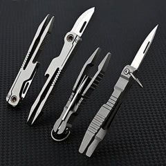EDC Titanium Alloy Multi Tools Tweezers Opener Pocket Outdoor Folding Knife 07FC0E-D4 - KOEEK