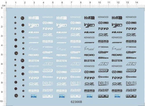 1/24 Sports Racing Car Dashboard Trademark on doors Model Kit Water Decal 07FC0E-D4 - KOEEK
