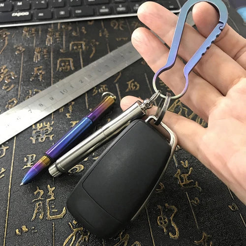 EDC Short Titanium Alloy Pen Portable Keychain Ballpoint Emergency Tool EDC Pen 07FC0E-D4 - KOEEK