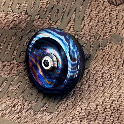 Titanium Damascus Spinning Top Desktop Spinner Fidget Toy Gyro Gyroscope Toy 07FC0E-D4 - KOEEK