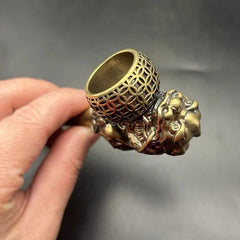 Smoking Tools Vintage Copper Pixi Pipe Old Style Big Smoking Pot Dry Smoking Bag 07FC0E-D4 - KOEEK