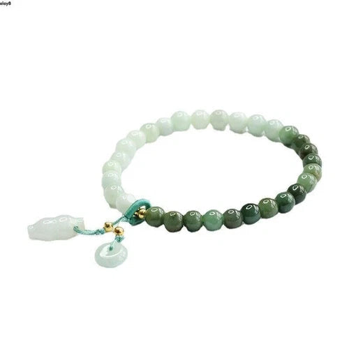 1pc Green Jade Jadeite Women Peace Beads Bracelet 07FC0E-D4 - KOEEK