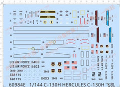 1/144 USAAF US Air Force Lockheed C-130H Hercules Transfer Sheet Water Decal 07FC0E-D4 - KOEEK