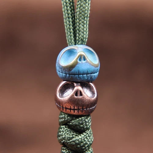 Punk Pumpkin Skull Head Brass Knife Bead Lanyard Pendant EDC Paracord DIY 07FC0E-D4 - KOEEK