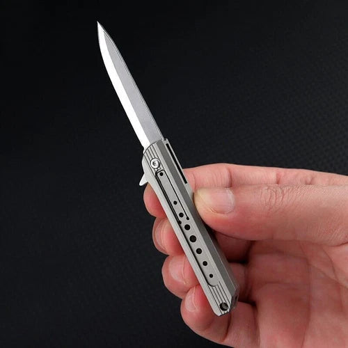 Titanium Alloy Pocket Folding Knife D2 Steel Blade Outdoor EDC Keychain Tool 07FC0E-D4 - KOEEK