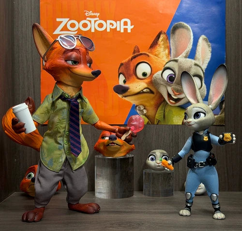 GONG X Zootopia Cartoon Action Figure Toy Gift Judy and Nick Wilde Set GONG - KOEEK