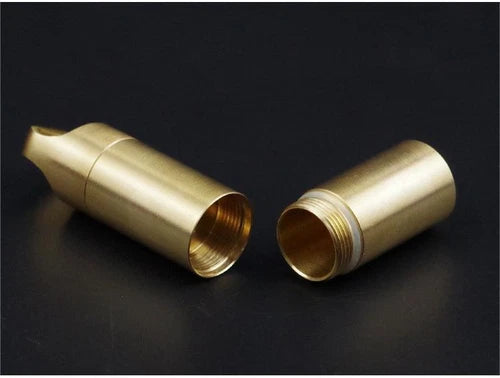 Hot Brass Pill Case Holder EDC Pill Organizer Container 2 Compartment Waterproof 07FC0E-D4 - KOEEK