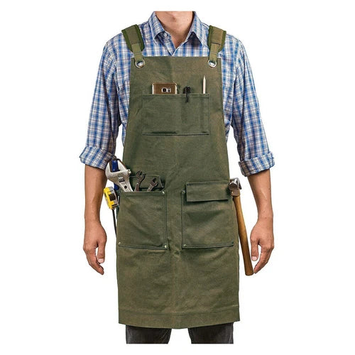 Men's Apron Thick Canvas Apron Carpenter Electrician Garden Work Dress Apron 07FC0E-D4 - KOEEK