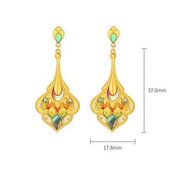 Chinese Style Phoenix Feather Enamel Earrings Vintage Jewelry For Women 07FC0E-D4 - KOEEK