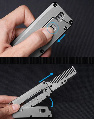Titanium Alloy Pocket Folded Health Comb Combing Hair Outdoor EDC Multi Tools 07FC0E-D4 - KOEEK