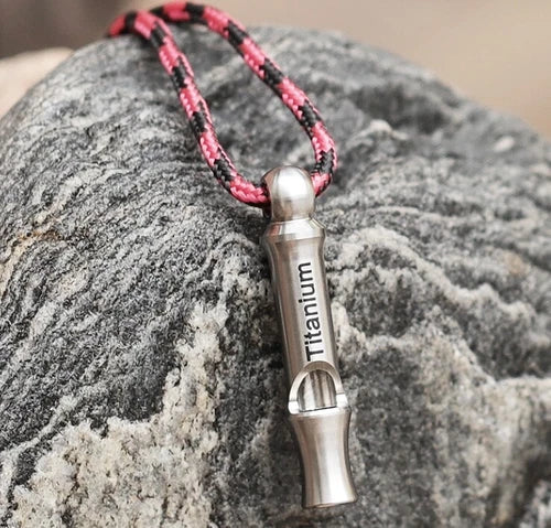 Small Pure Titanium Whistle Portable EDC Outdoor Training Whistle 50mm/1.97" 07FC0E-D4 - KOEEK