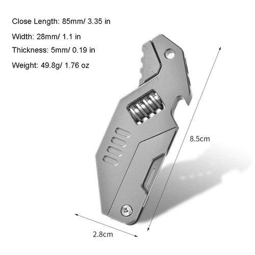 EDC Titanium Alloy Multi Tools Adjustable Wrench Pocket Folding Knife Keychain 07FC0E-D4 - KOEEK