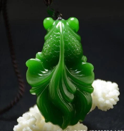 Natural jade Green jade fish jade fish jade pendant 鱼 jade Necklace 07FC0E-D4 - KOEEK