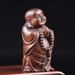3.14" Antique TALL Carved Boxwood Figurine - Little Monk Boy 07FC0E-D4 - KOEEK