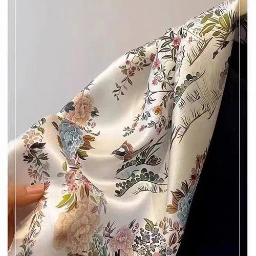 180x80cm Ethnic Print Brocade Satin Scarf Women Long Lightweight Wrap 07FC0E-D4 - KOEEK