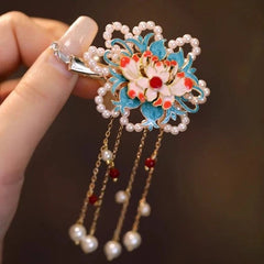 Chinese Style Tassel Hair Clip Pair Hanfu Qipao Vintage Side Hair Accessory 07FC0E-D4 - KOEEK