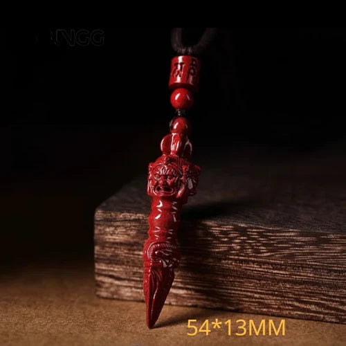 Cinnabar Vajra Pestle Pendant Men Keychain Women Necklace Purple Sand Amulet 07FC0E-D4 - KOEEK